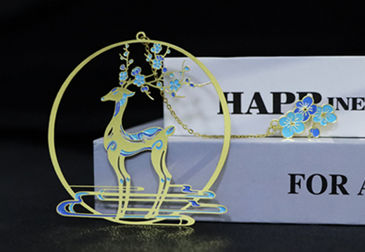 麋鹿國風(fēng)金屬書簽定制